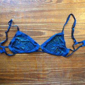 Blue Bralette With Green Sequins Victorias Secret XS